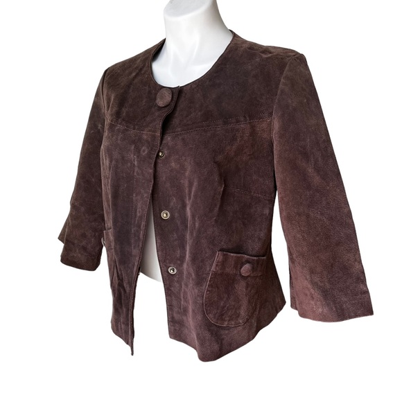Live A Little Distressed Leather Swing Jacket, Brown. - Picture 6 of 11